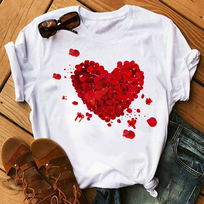 Women's Sleeve T-shirt Love Series Korean Style Blouses