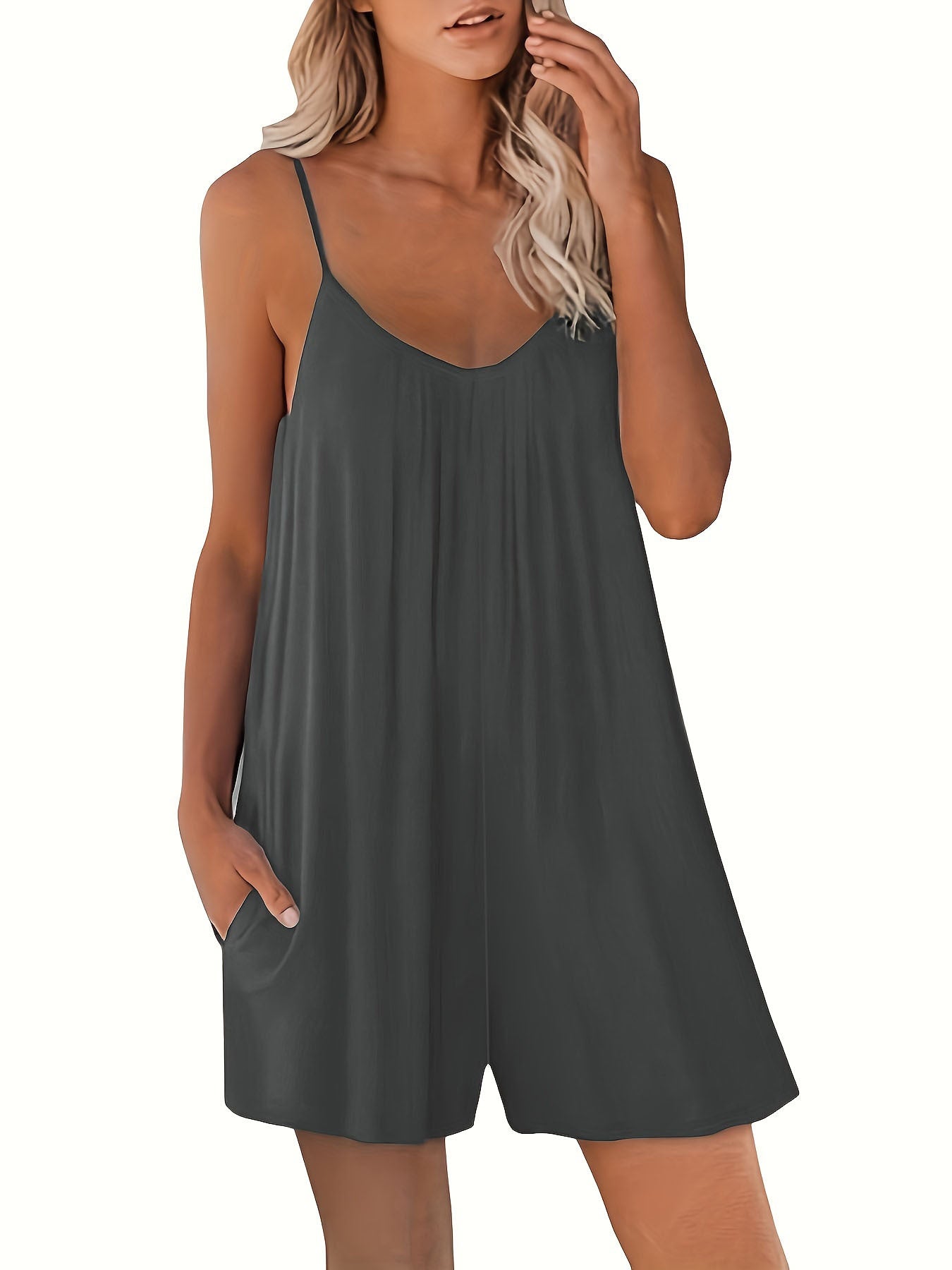 Sling One-piece Casual Summer Solid Color Jumpsuits