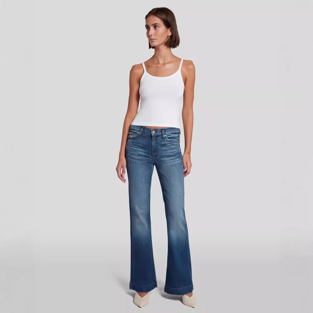 Women's Slim Fit Elastic Slightly Flared Jeans
