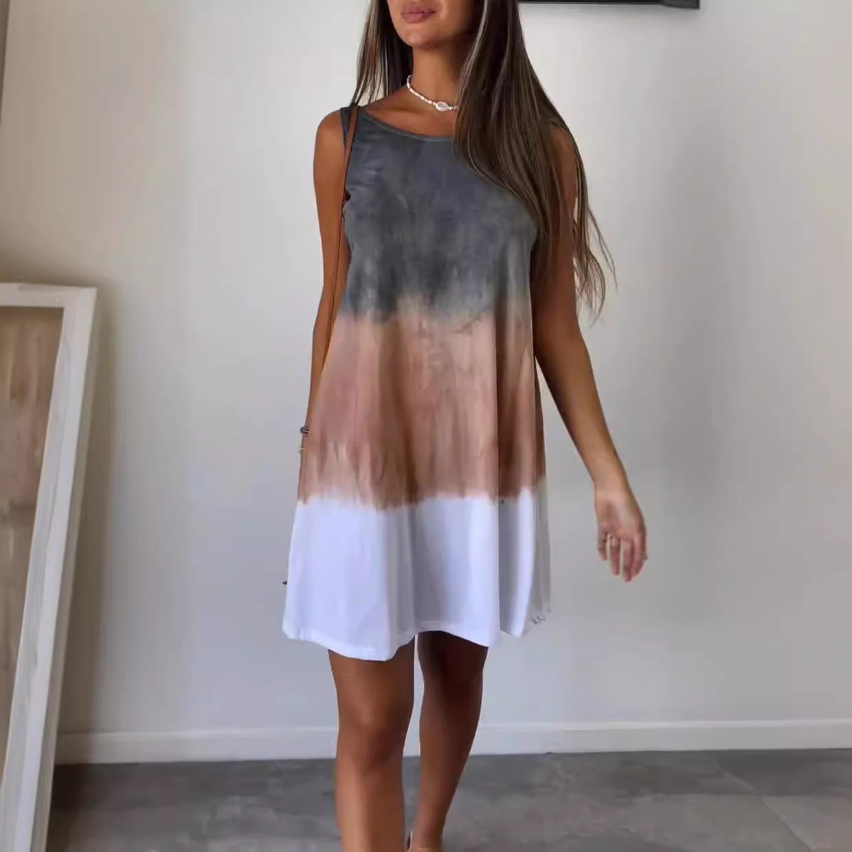 Women's Summer Fashion Sleeveless Simple Holiday Round Dresses