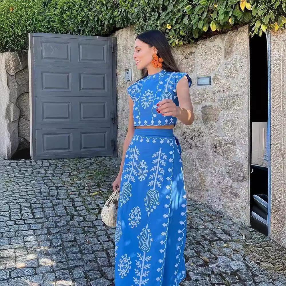 Fashion Printing Vacation Style Two-piece Dress Dresses
