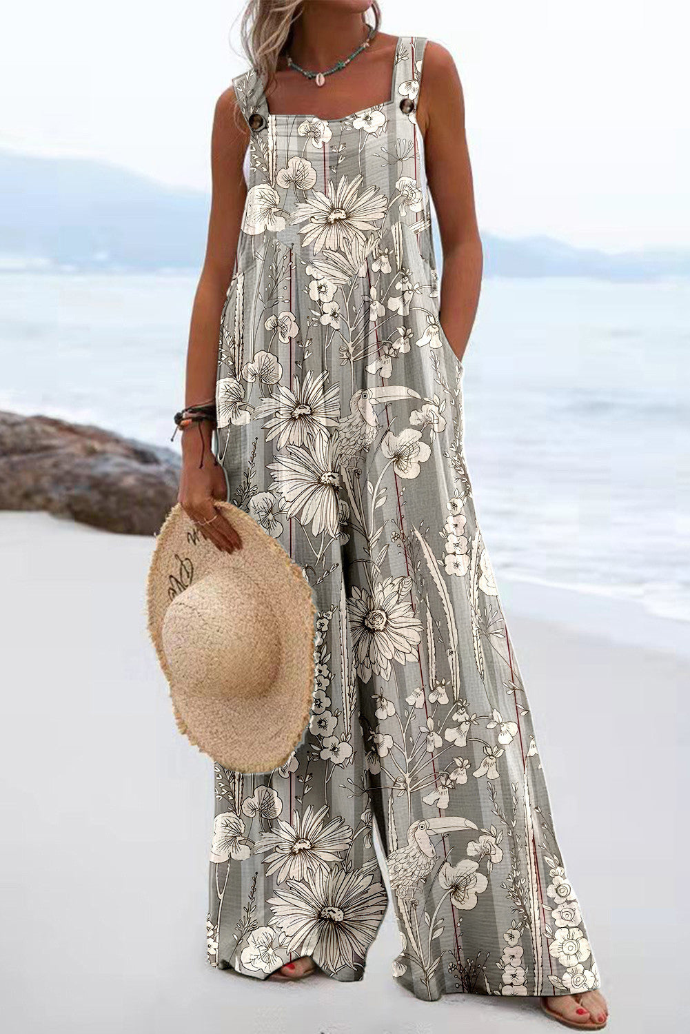 Women's Summer Digital Printing Romper National Fashion Jumpsuits