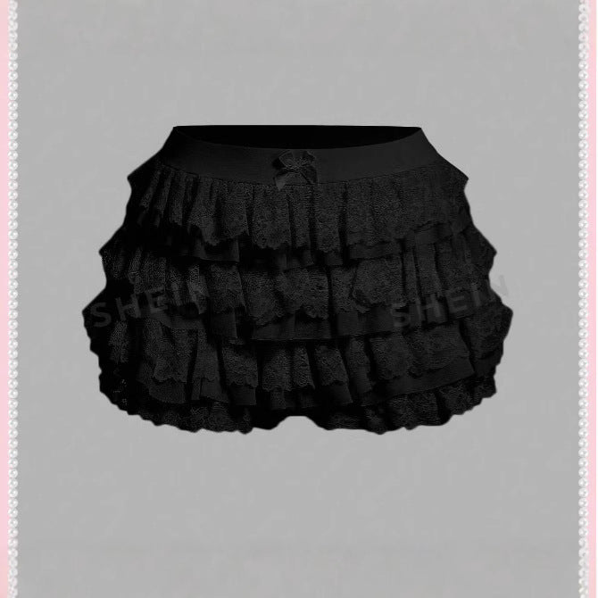 Beach Hot Ruffled Wave Solid Color Shorts