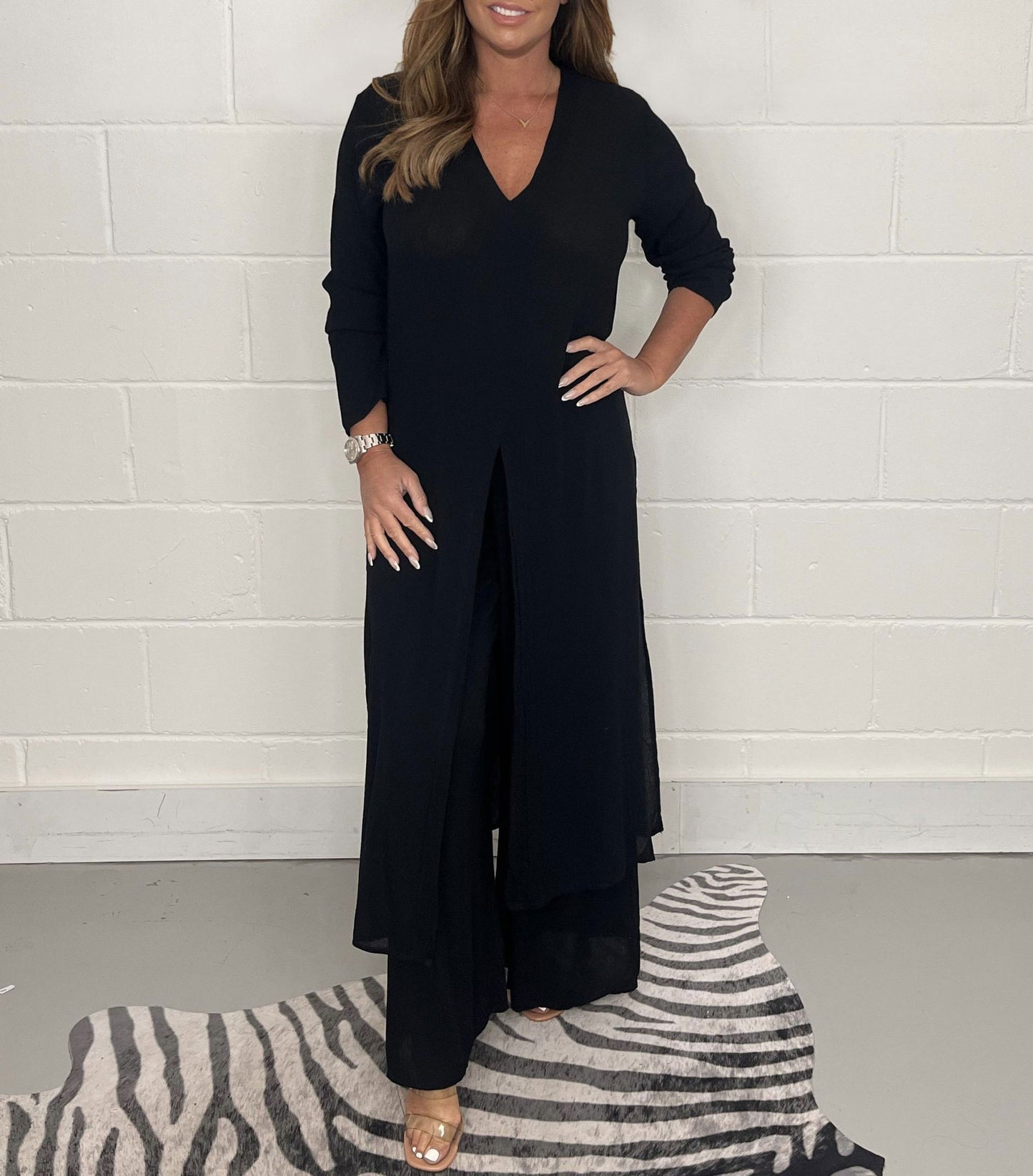Women's Unique Slouchy Split Long Trousers Suits
