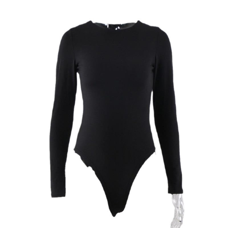 Women's Tight Bottoming Round Neck Long Sleeve Jumpsuits