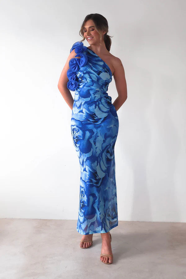 Summer Elegant Sleeveless Three-dimensional Flower Sexy Dresses