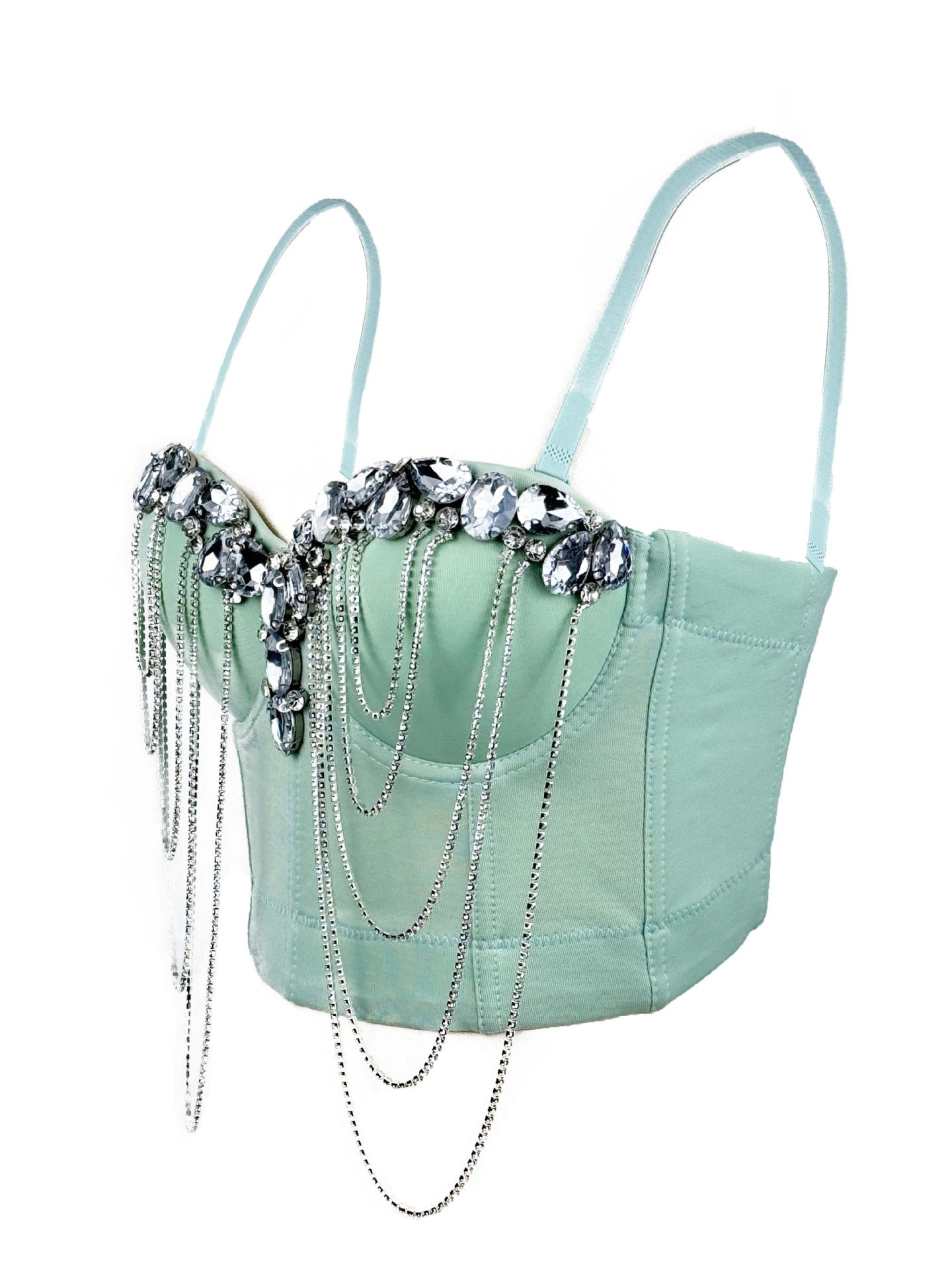 White Chain Diamond Sexy Bra Design Sense Tops