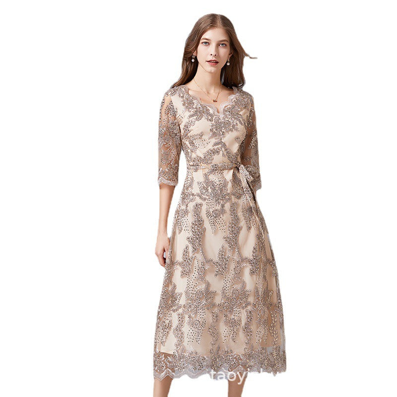 Interest Light Luxury Dress Fat Embroidered Dresses
