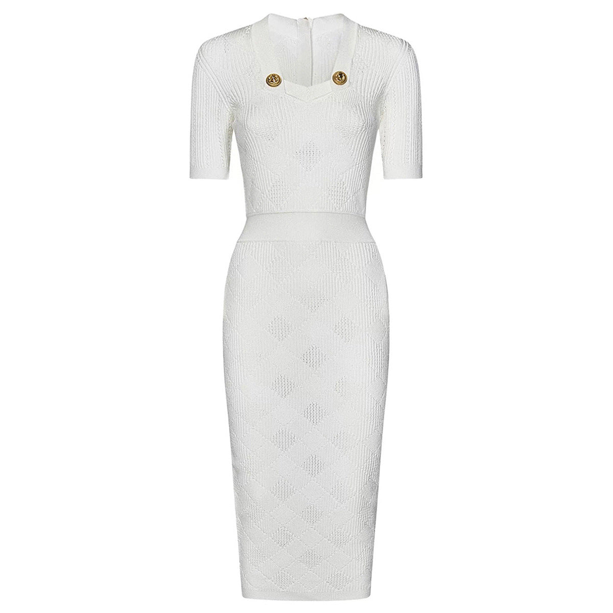 Sleeve Slimming Mid-length Knitted Dress Simple Dresses