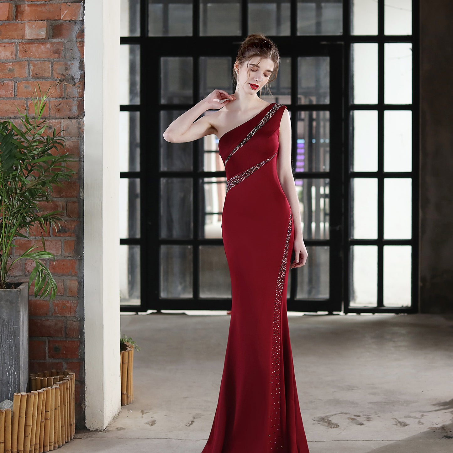 Toast Bride Long One Shoulder Appreciation Evening Dresses