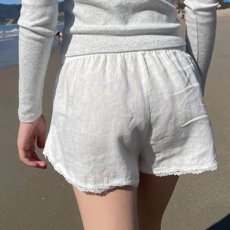 Women's Style Breasted Solid Color Simple Woven Shorts