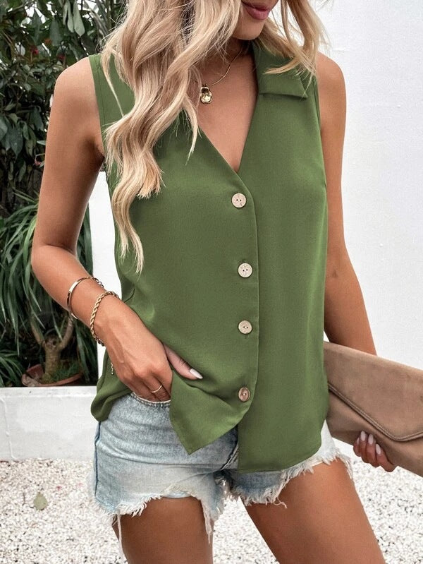 Women's Summer Solid Color Loose Chiffon Shirt Blouses