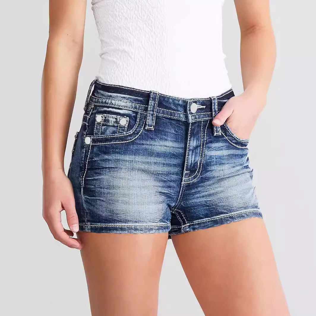 Women's Denim Slim Embroidery Fashion Hot Versatile Jeans