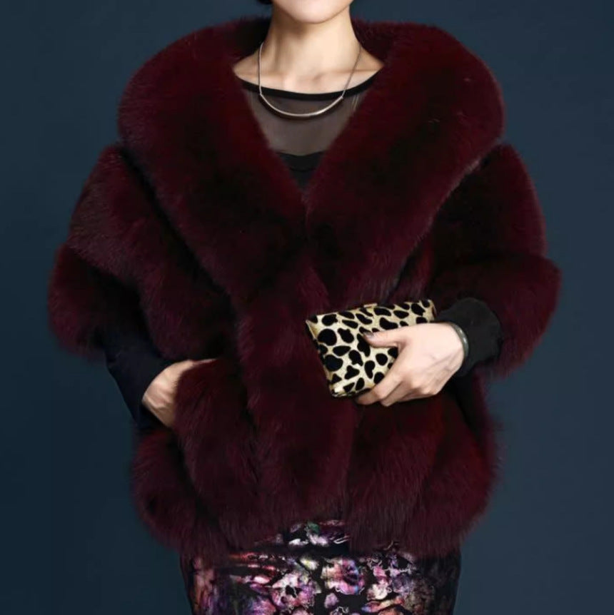 Women's Fur Shawl White Cloak Bridal Cape Coats