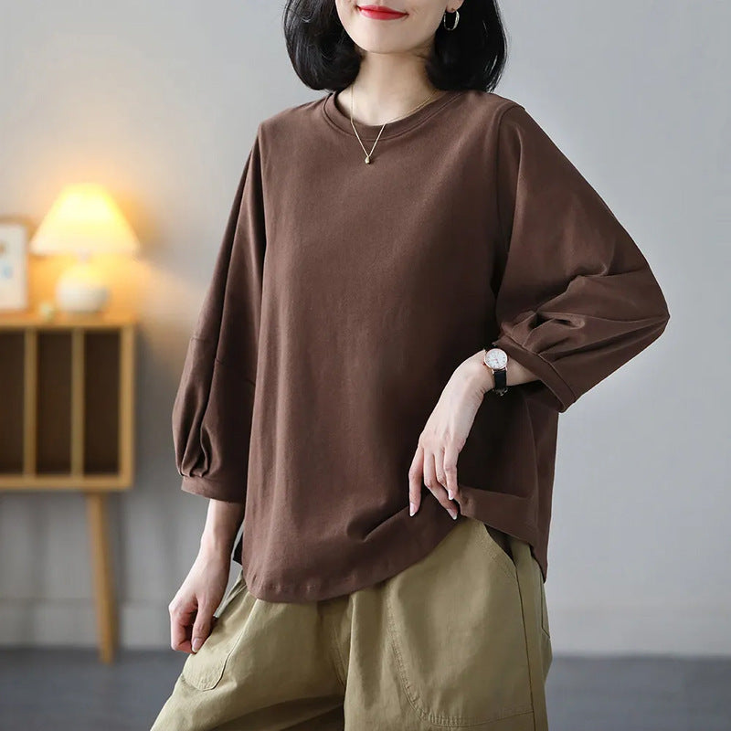 Women's Artistic Retro Lantern Sleeve T-shirt Western Blouses