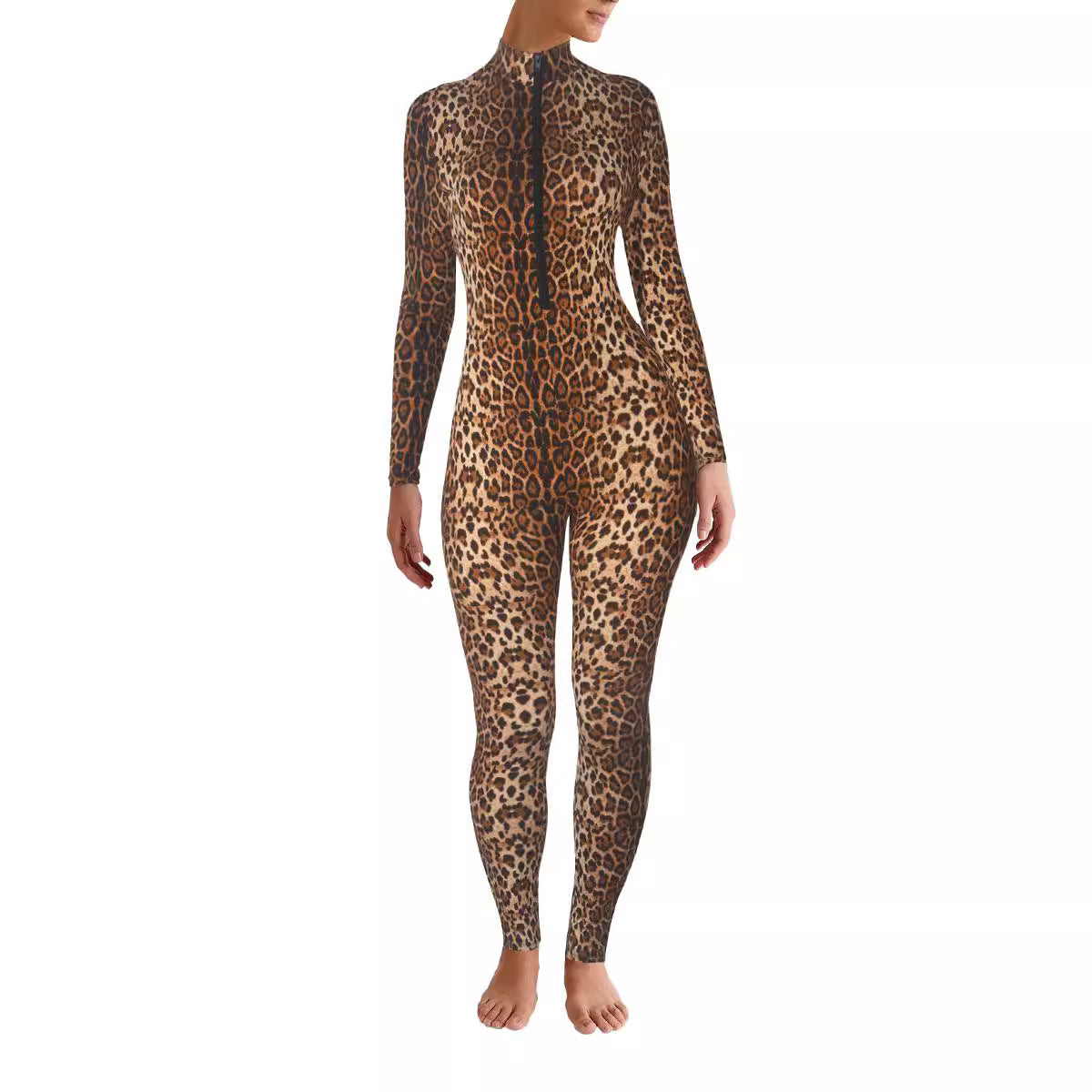 Women's Round Neck Long Sleeve Printed Fashion Jumpsuits