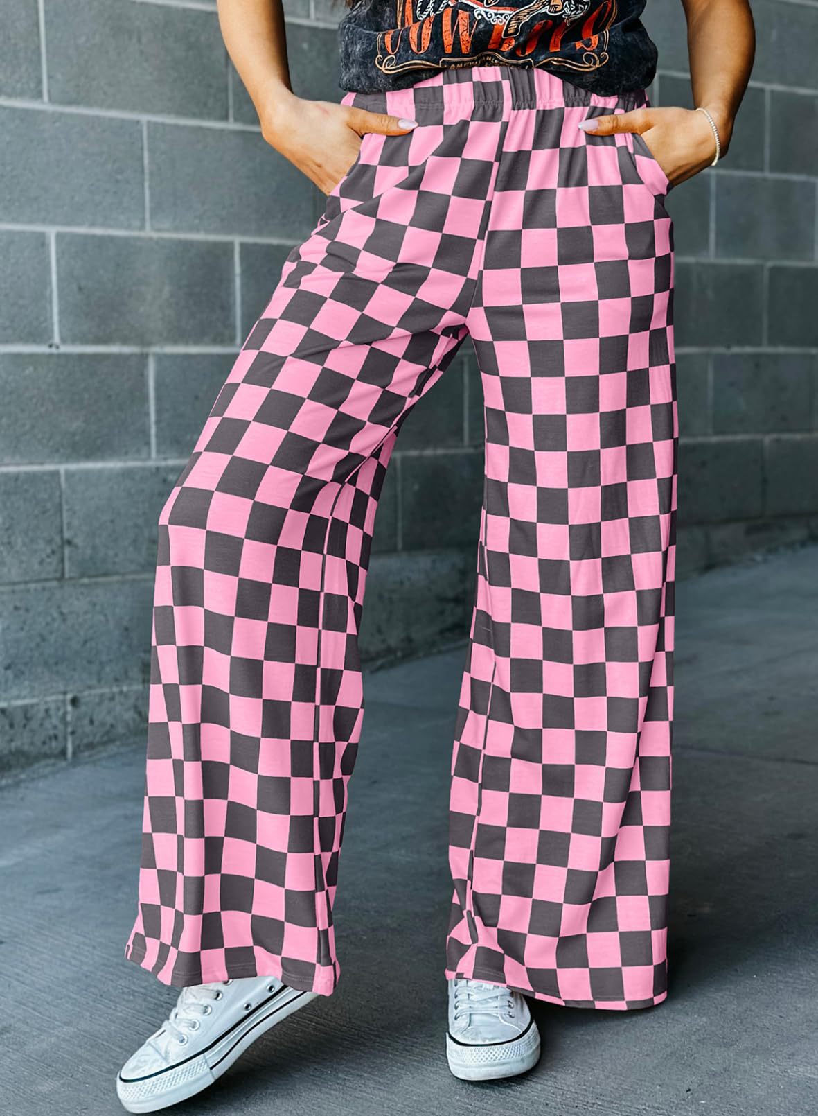 Women's Printed Loose Elastic Waist With Pocket Pants