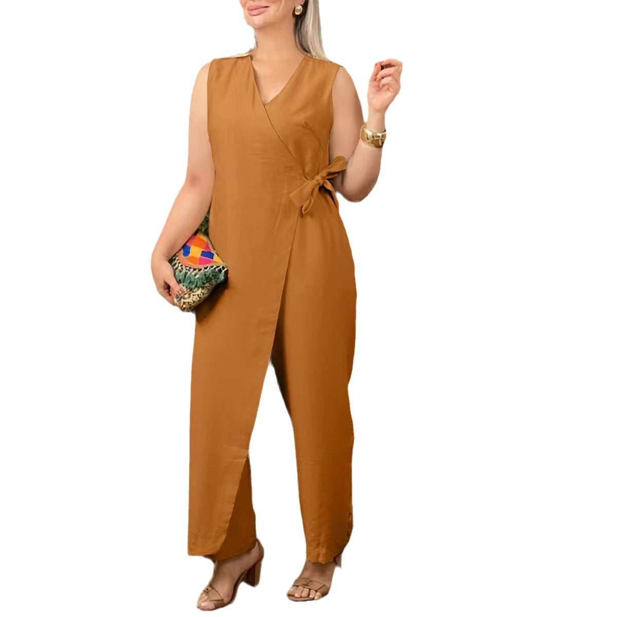 Women's Charming Solid Color Casual Bandage Jumpsuits