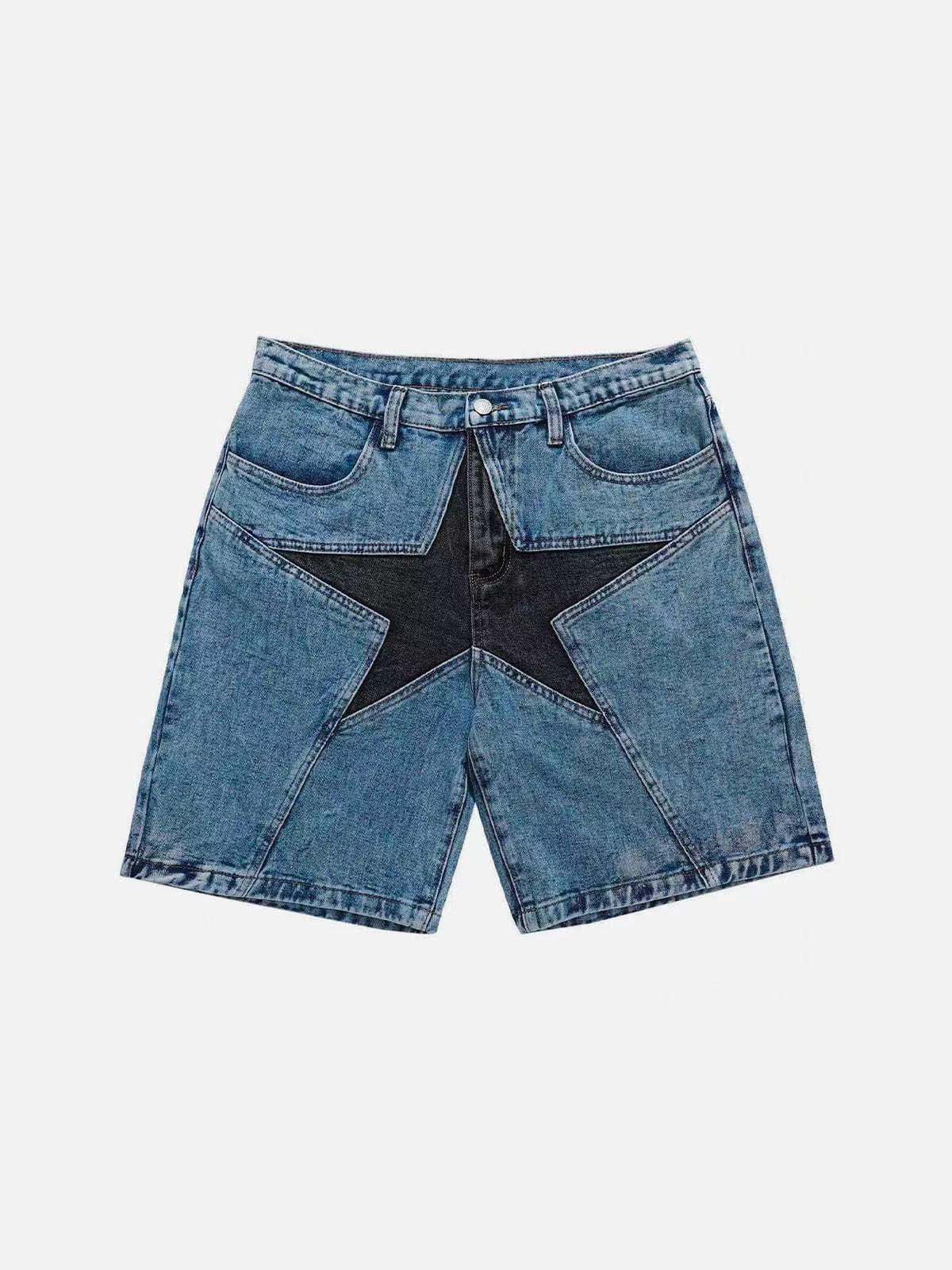 Women's Loose Contrast Color Five-pointed Star Patch Jeans