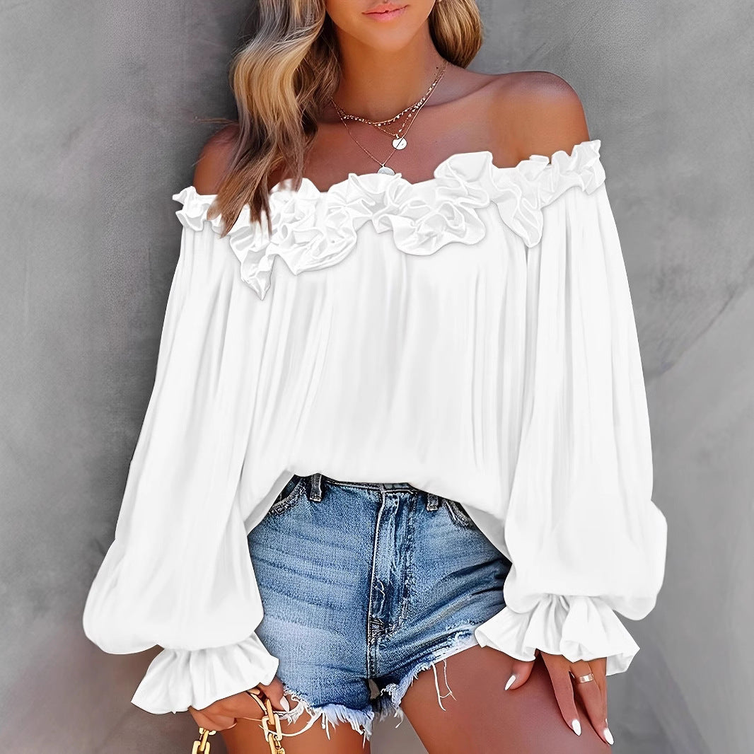Women's Elegant Style Casual Long Sleeve Ruffle Blouses