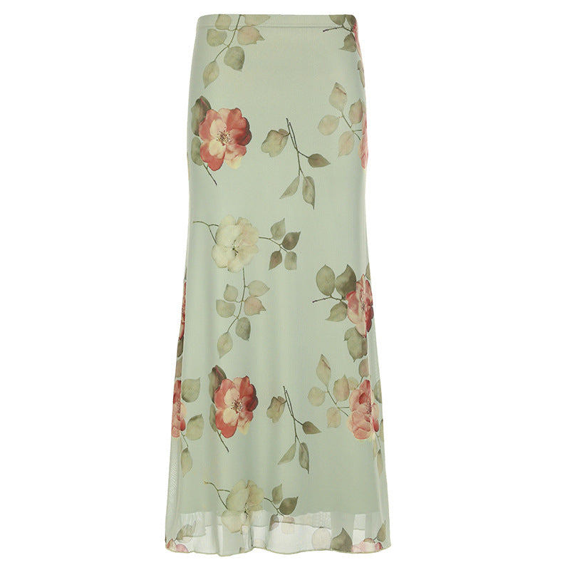 Women's Style Flowers Slimming Printed Slim Fit Skirts