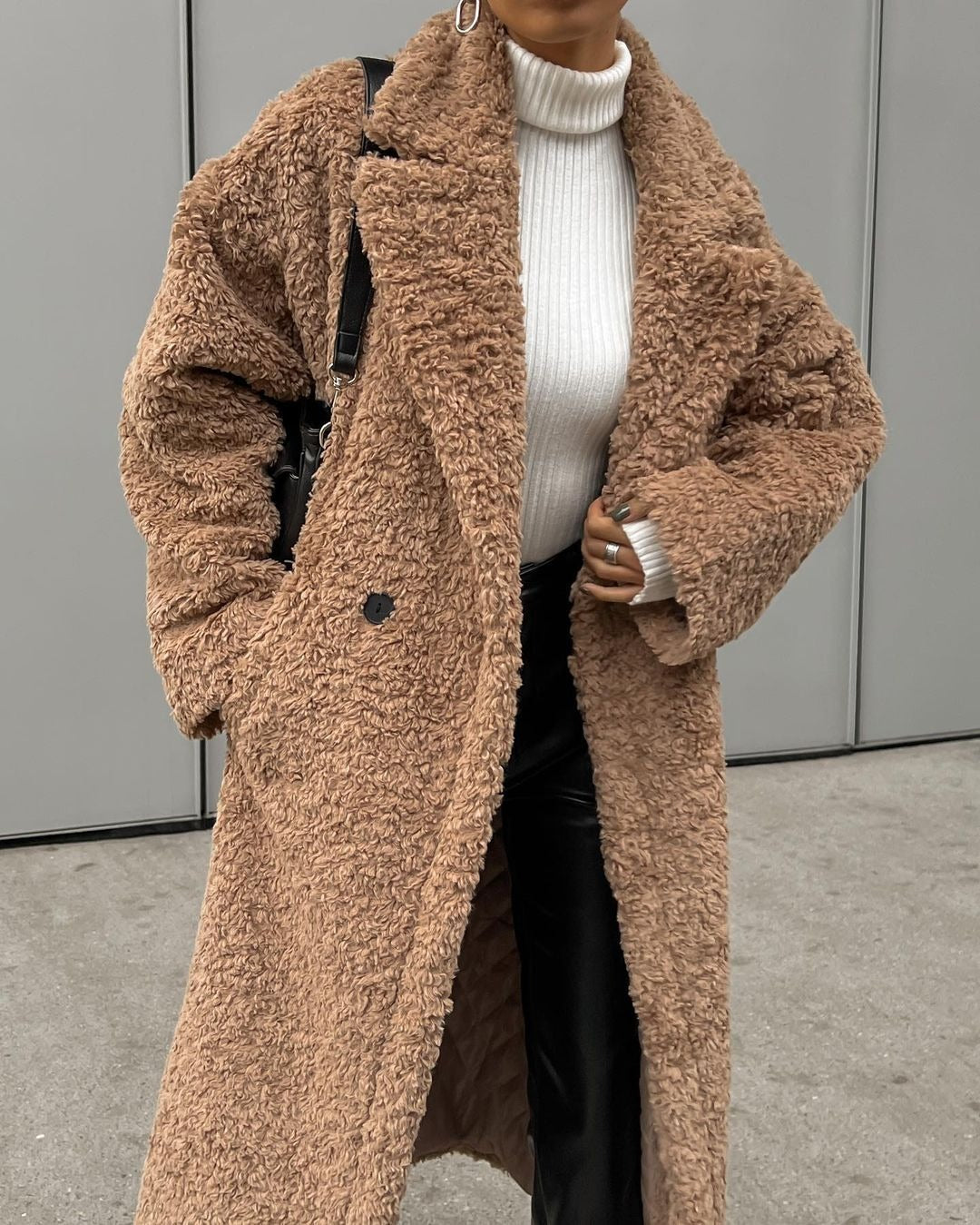 Women's Temperament Commute Long Sleeve Lapel Plush Coats
