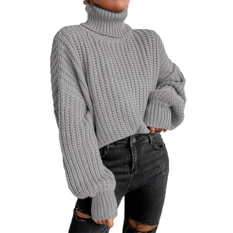 Women's Fashion Knitted Loose Pullover Turtleneck Sweater