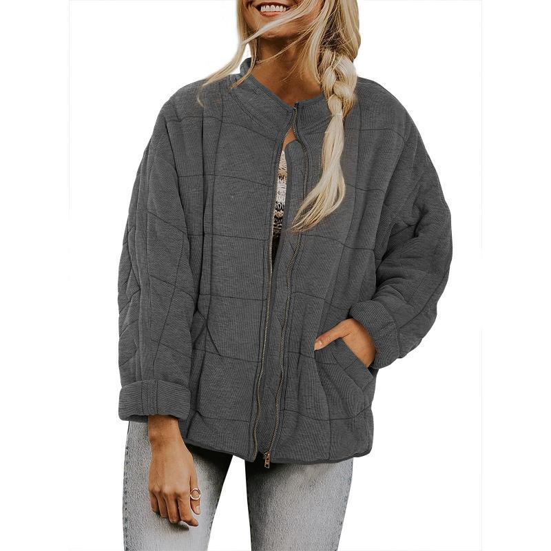 Women's Solid Color Stand-up Collar Loose Pockets Long Coats