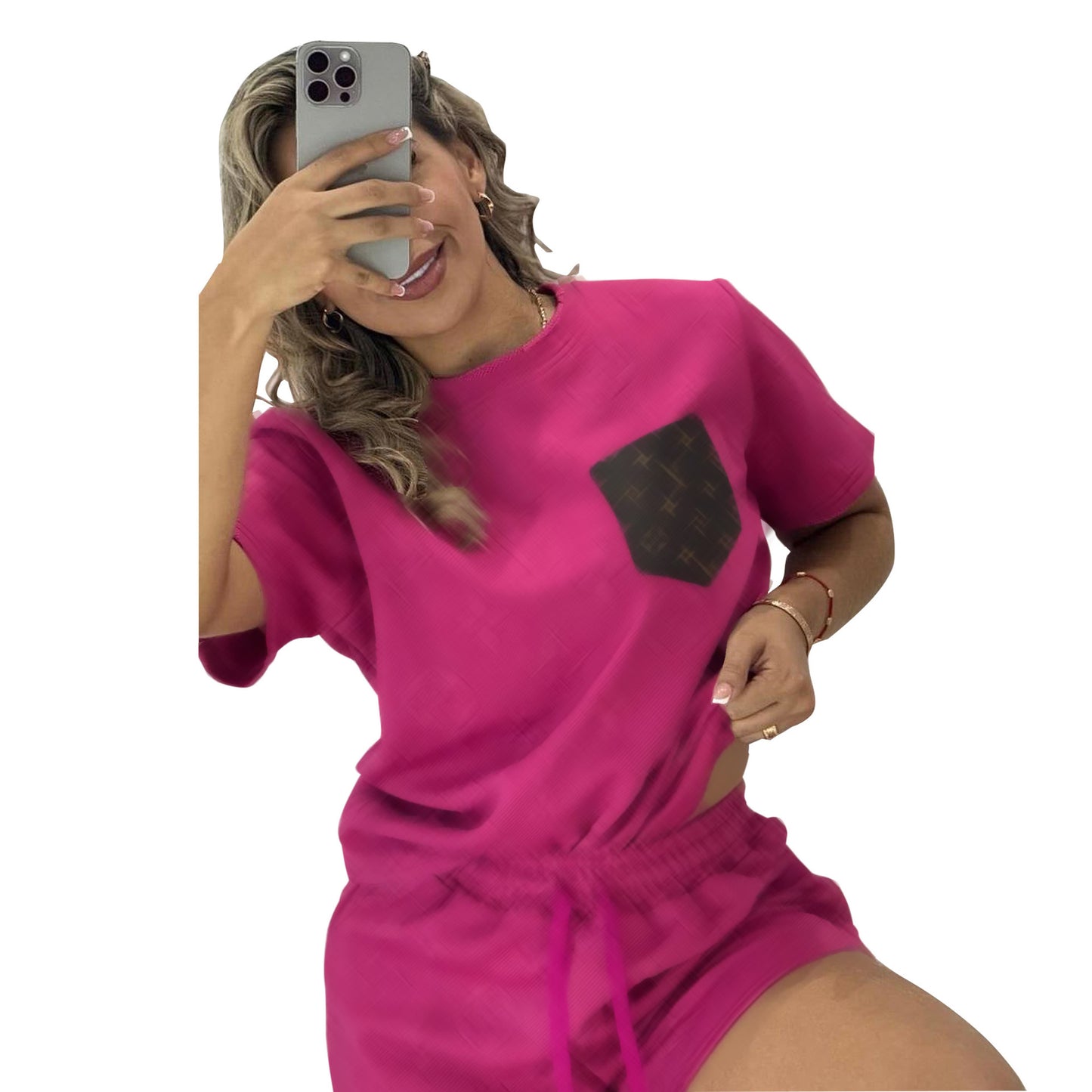 Women's Fashion Casual Ladies Embossed Sleeve Set Suits