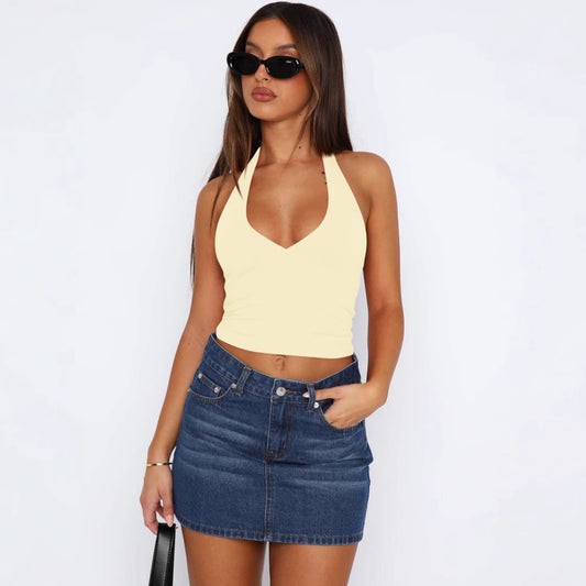 Women's Fashion Sexy Slim Fit Backless Sling Tops
