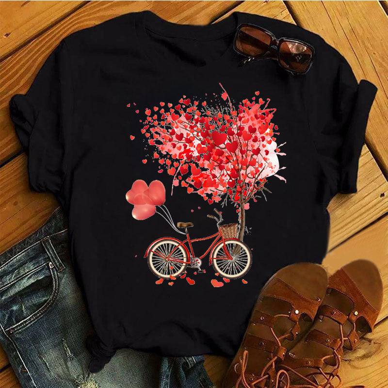 Women's Sleeve T-shirt Love Series Korean Style Blouses