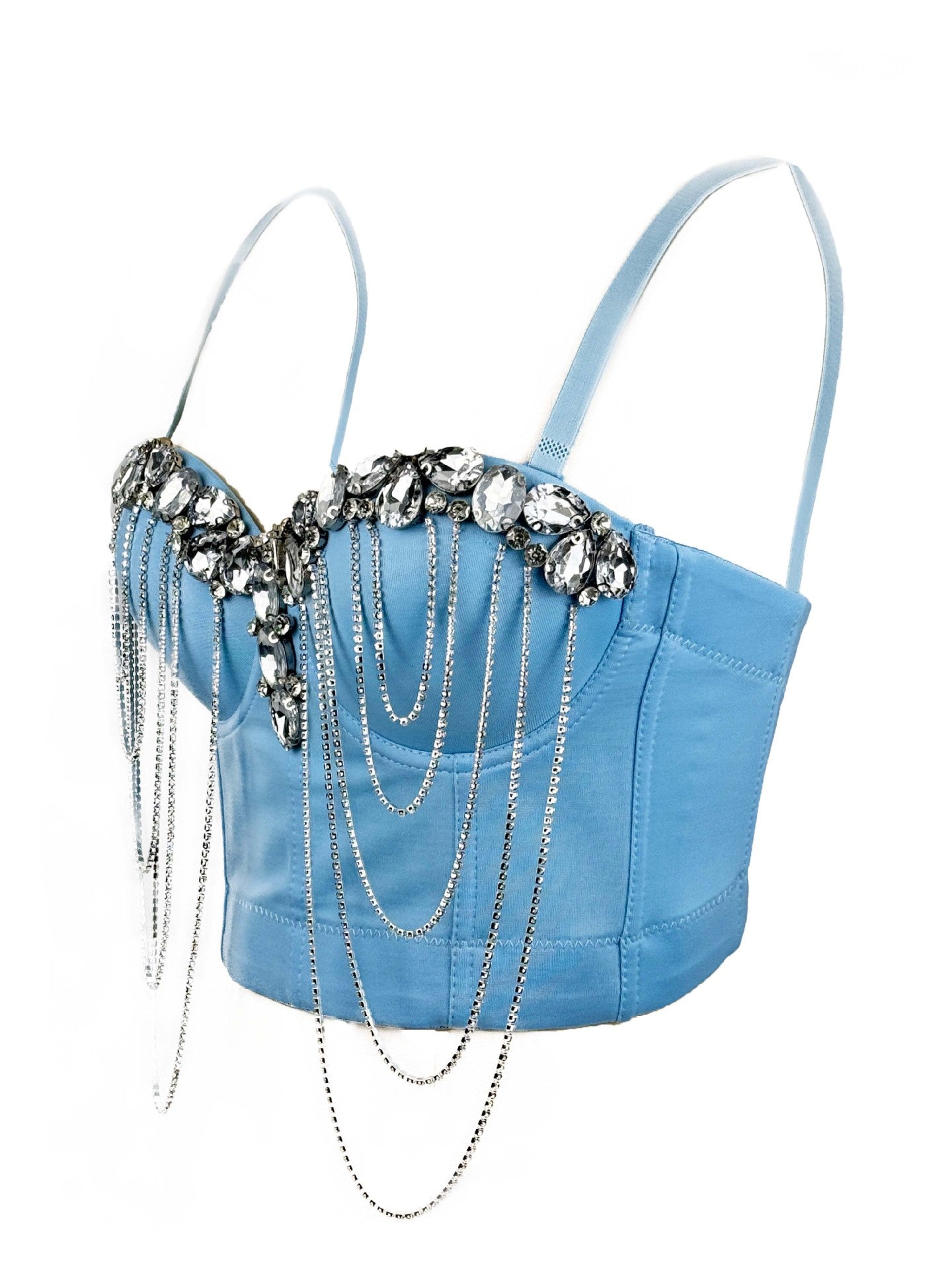 White Chain Diamond Sexy Bra Design Sense Tops