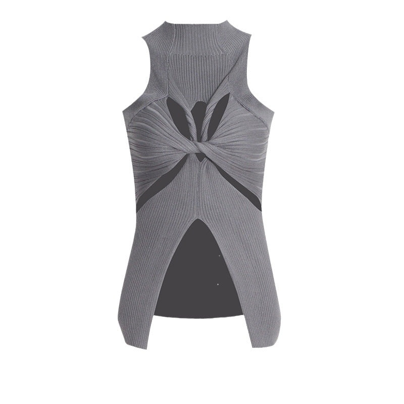 Women's Sexy Style Turtleneck Sleeveless Irregular With Personality Hollow Tops