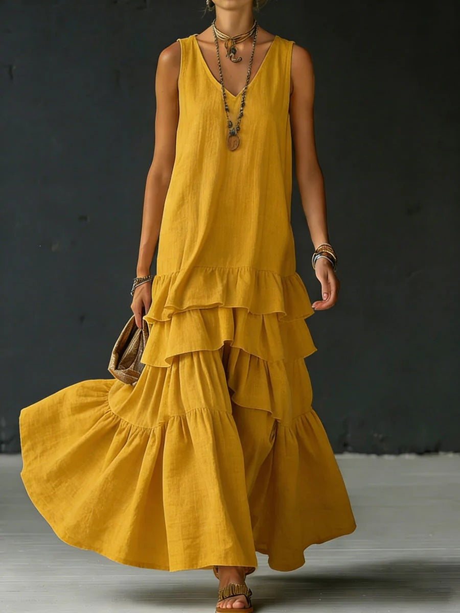 Women's Spring Solid Color Loose Large Sleeveless Dress