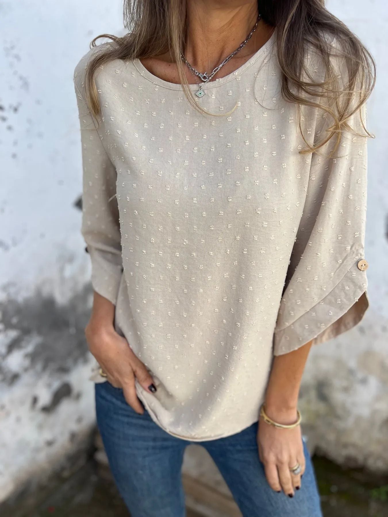 Women's Autumn Fashion Round Neck Long Sleeve Blouses