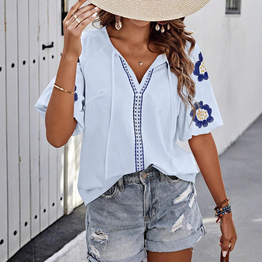 Long-sleeved Shirt Design Solid Color Loose Blouses