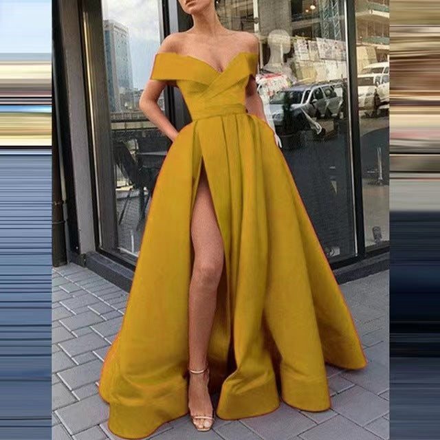 Women's Classic Dress Summer Deep Satin Evening Dresses