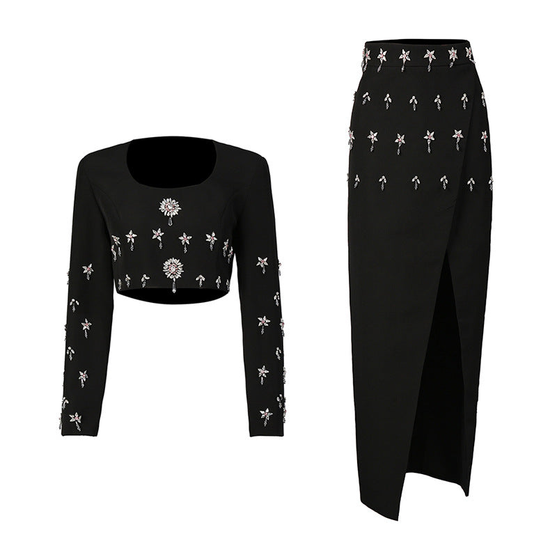 Two-piece Set Fashion Bead Diamond Inlaid Suits