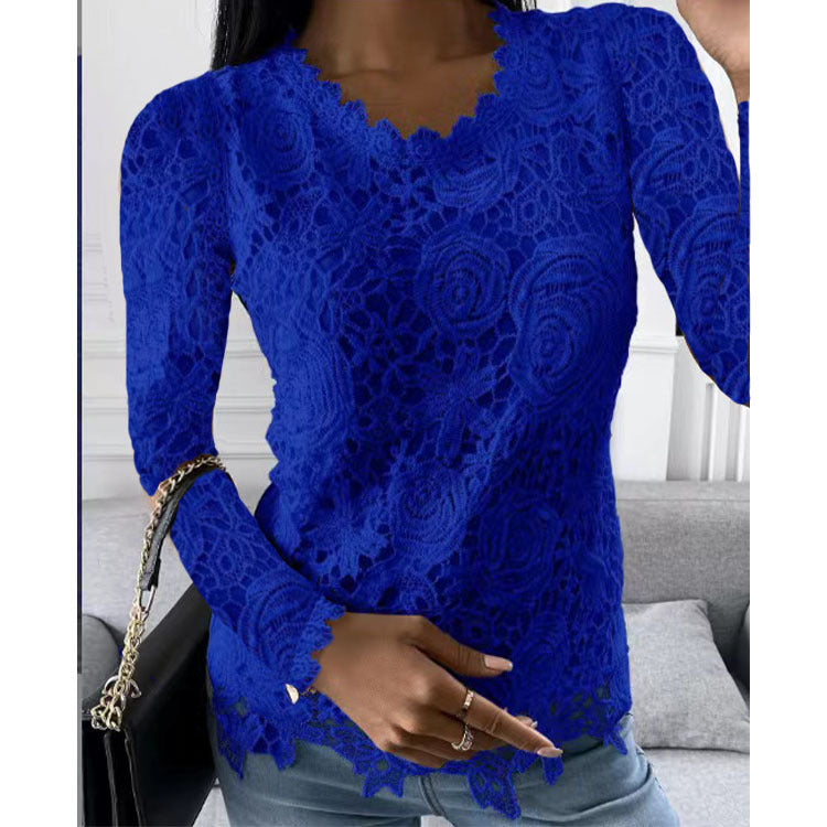 Women's Versatile Charming Innovative Lace Long-sleeved Blouses