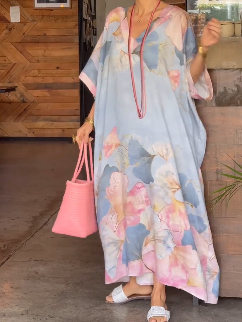Women's Floral Print Collar Loose Long Plus Size