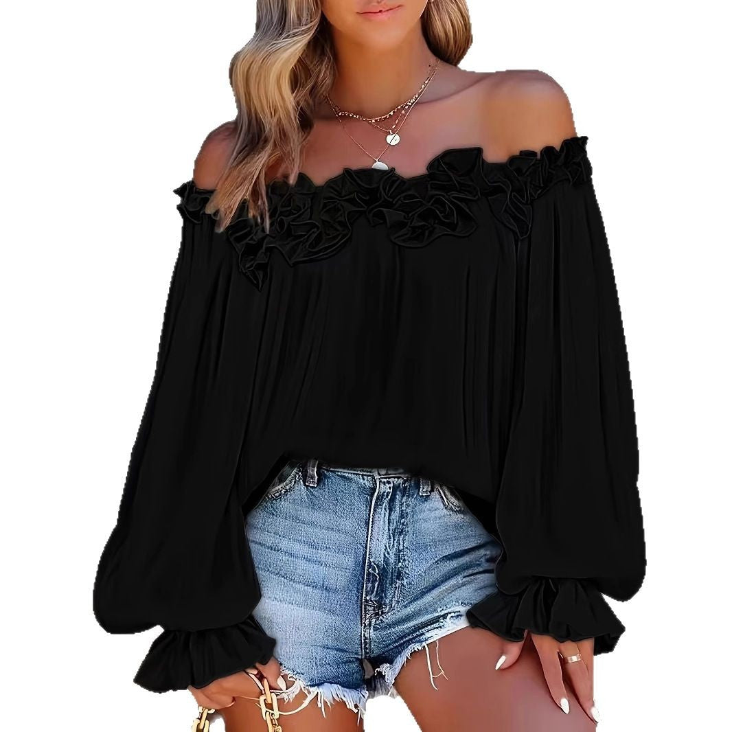 Women's Elegant Style Casual Long Sleeve Ruffle Blouses