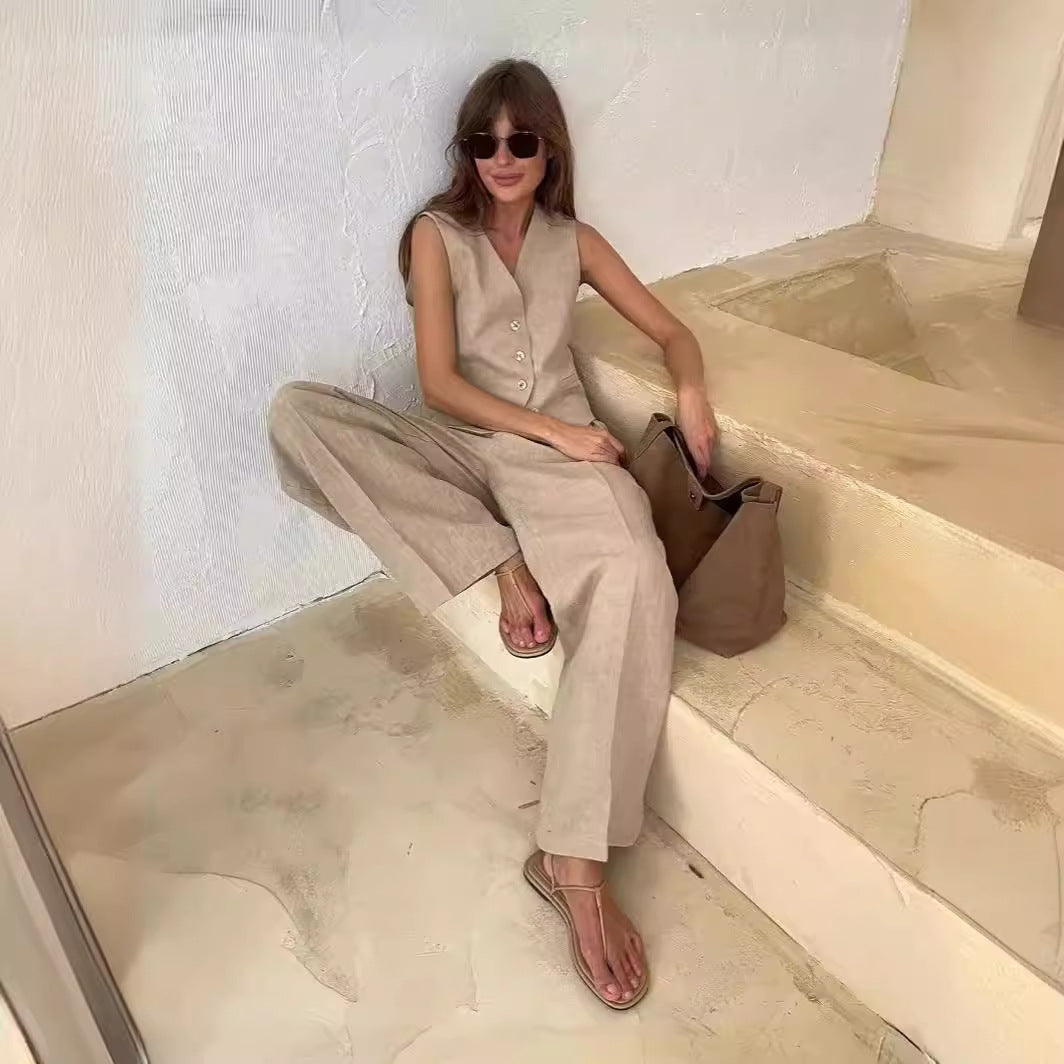 Women's Popular Casual Two-piece Fashion Sleeveless Suits