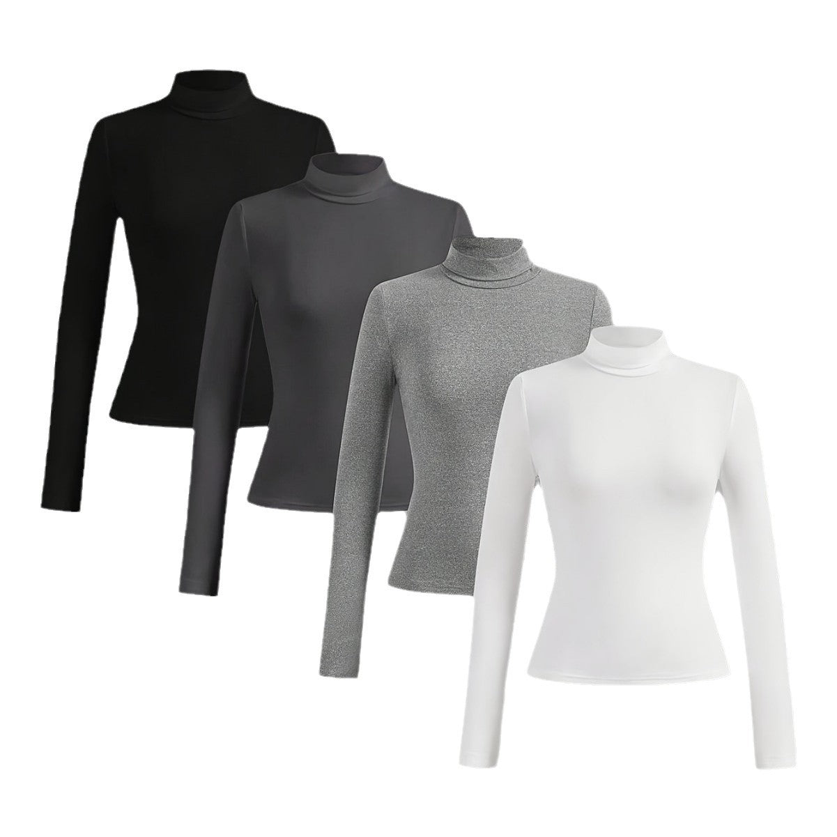Women's Solid Color Casual Set Turtleneck Long Blouses