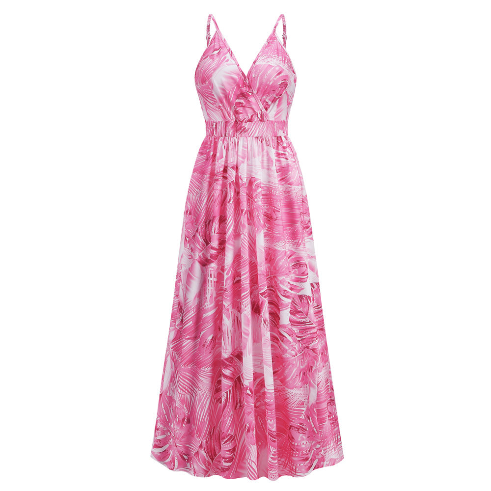 Women's Bohemian Printed Maxi Dress Sexy Strap Dresses