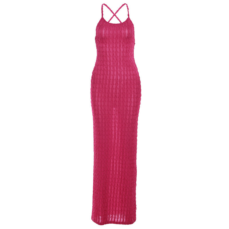 Women's Strap Backless Temperament Hot Solid Color Dresses