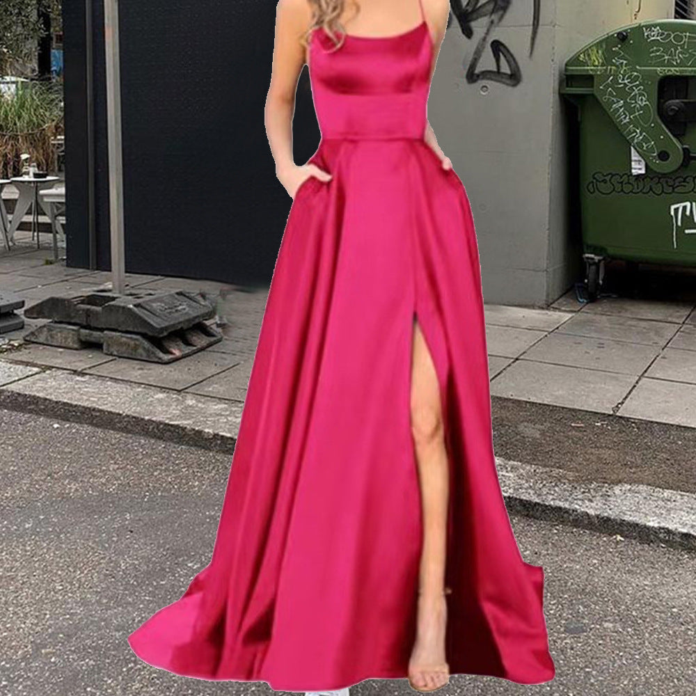 Bridesmaid Dress Long Slimming Shoulder Hollow Girlfriends Evening Dresses