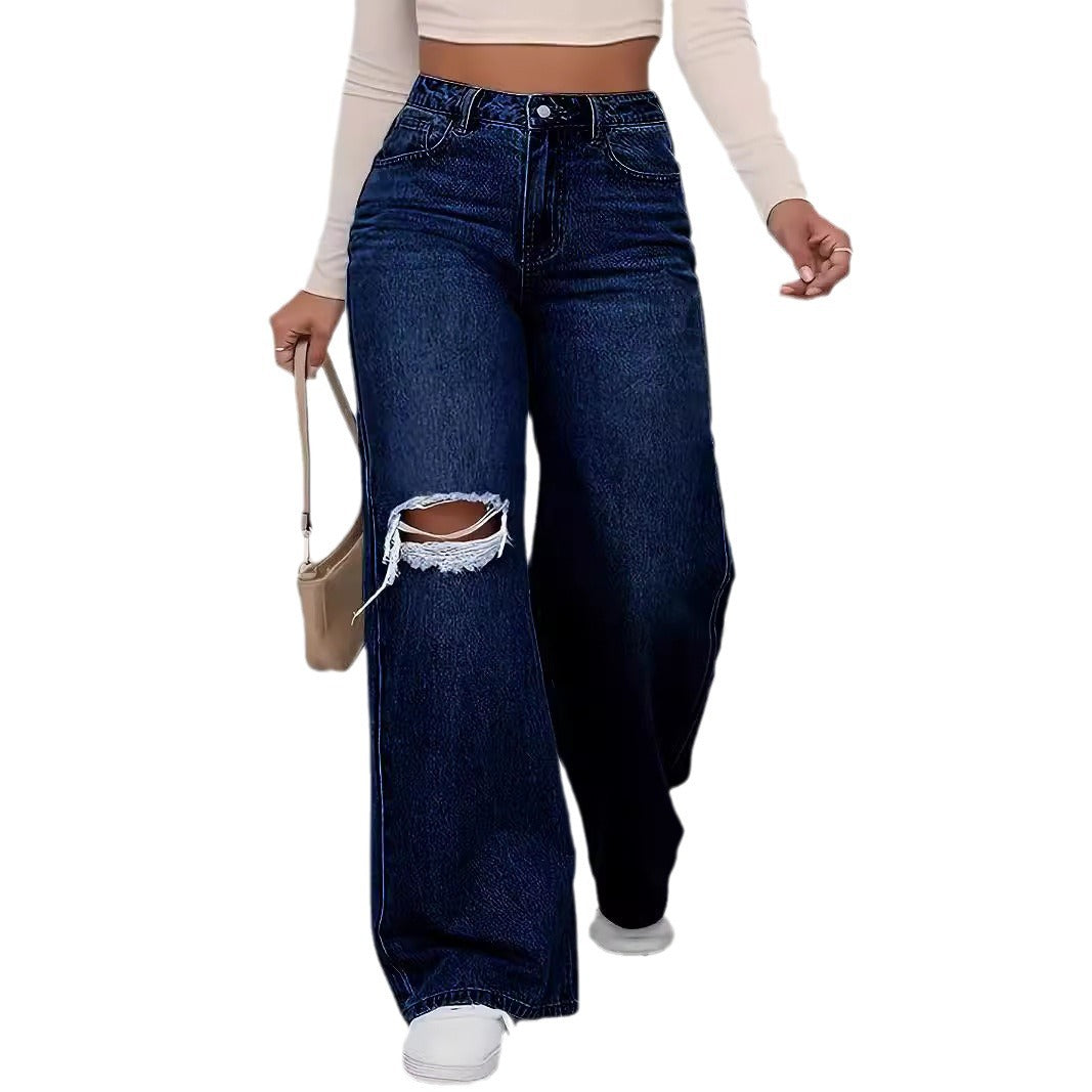 Women's South America Ripped Trousers Versatile Classic Jeans