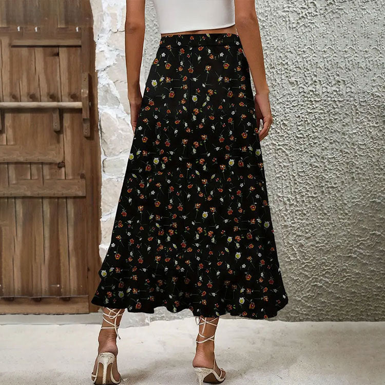 Women's Romantic Elegant Floral Lotus Leaf Hem Skirts