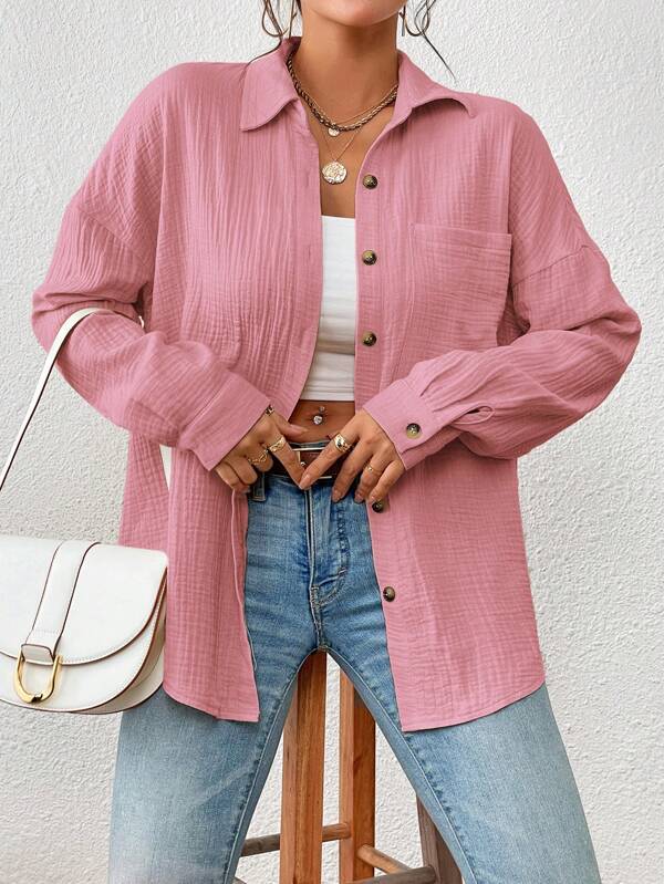 Women's Autumn Shirt Drop Shoulder Batwing Long Blouses