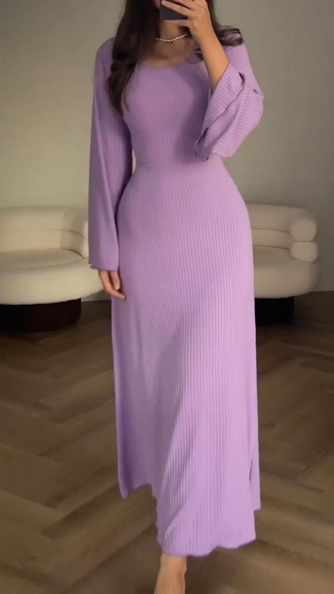 Women's Long Sleeve Split Loose Leisure Professional Dresses